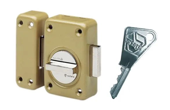 Certifié Verrou mécanique 7640 VACHETTE – A bouton – V136 – Vernis – Cylindre L.50 – 16105000