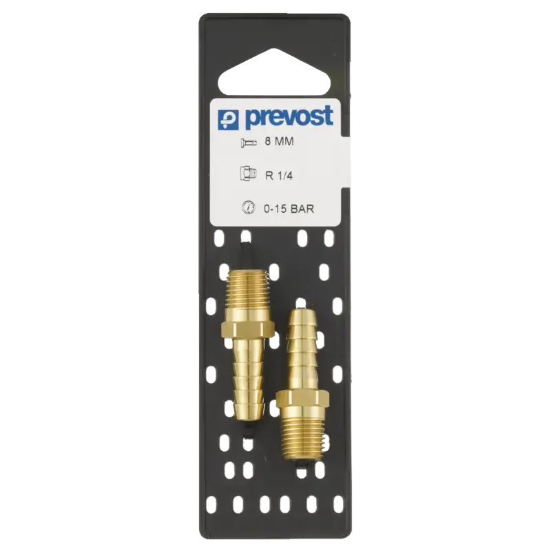 Dernière Chance Jonction PREVOST pour tuyau – Filetage conique mâle – Ø8 mm – R1/4 – JFT 1408P2
