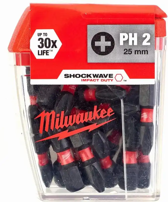 Offre Exclusive Boîte 25 embouts Shockwave PH2 25 mm MILWAUKEE – 4932430853