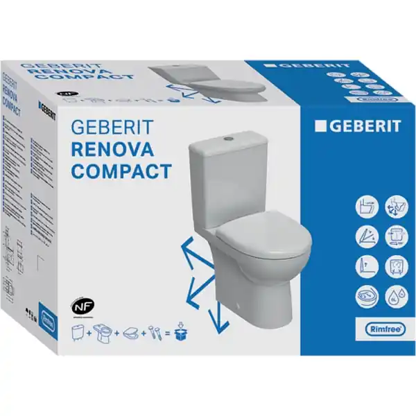 Expédié Aujourd&rsquo;hui Pack WC au sol Renova compact avec abattant – GEBERIT – 501.859.00.1