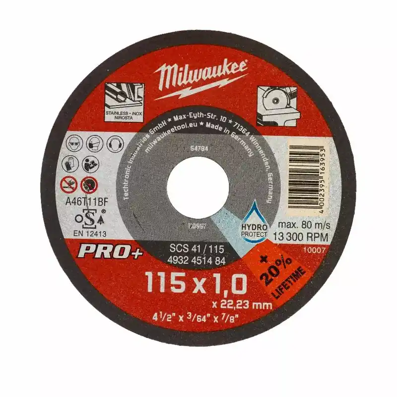 Prix Choc Disque à tronçonner MILWAUKEE Pro + - Ø 115 mm x 1 mm - 4932451484