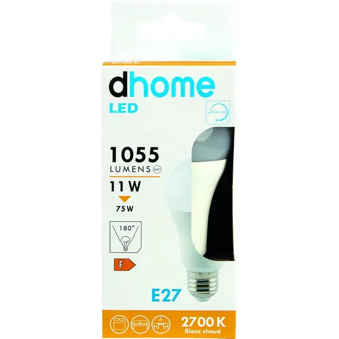 Authentique Ampoule LED standard DHOME E27 – 2700 K – 1055 lumens – 10 W – BRICODEAL – 249213