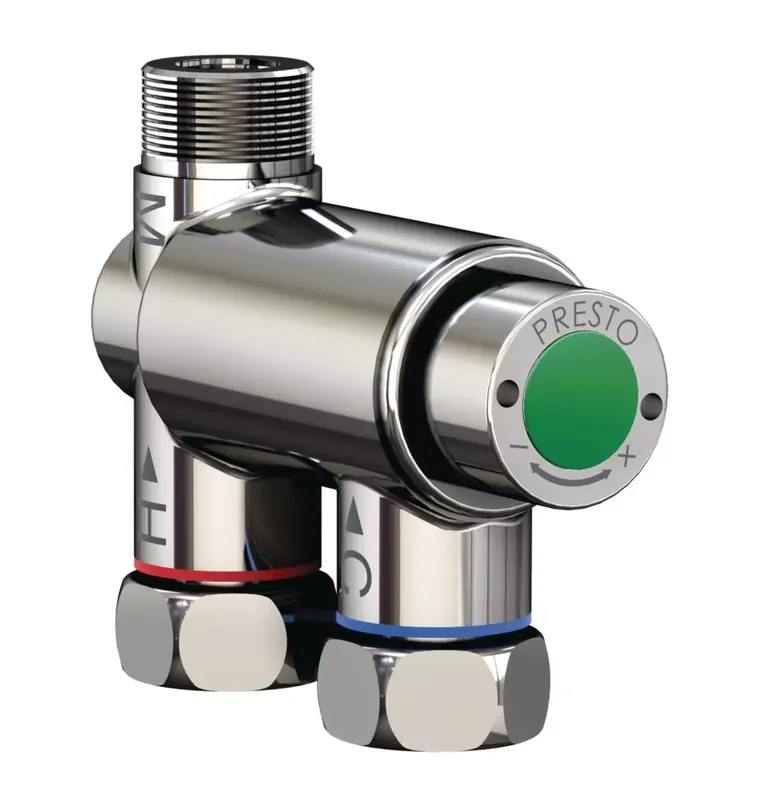 Offre Du Jour Régulateur thermostatique Minitherm – PRESTO – monoposte avec arrivées en ligne. Entrées et sortie F G 3/8&Prime;. Finition chromée – 29008