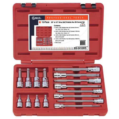 Jusqu'à Épuisement Des Stocks Genius Tools GNSBS3416WS Douille hexagonale oscillante 16 pièces 1/2