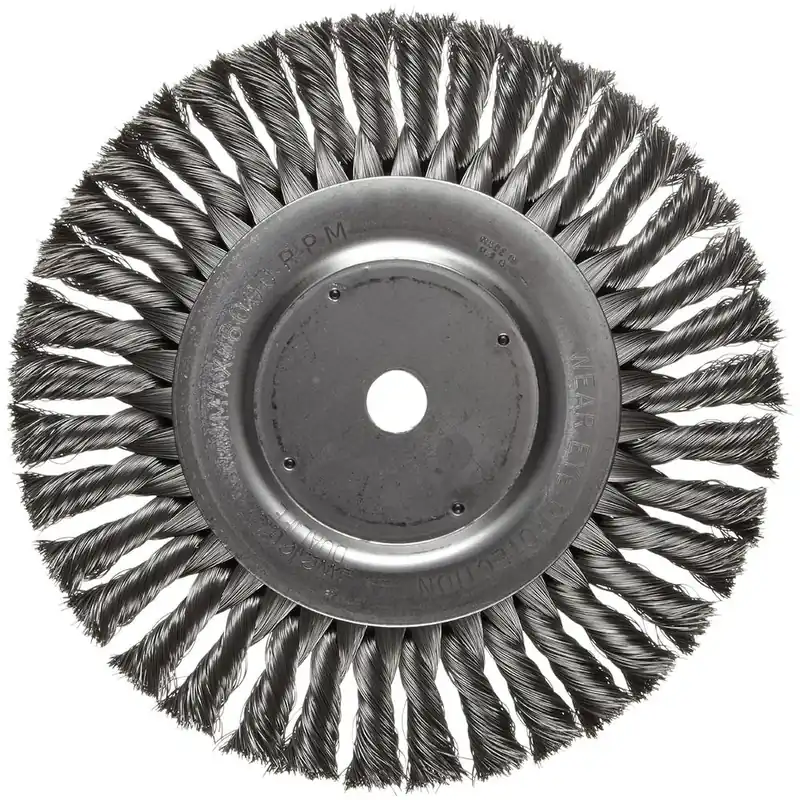 Super Prix Weiler 08135 Duife Arbor 5/8&Prime;. Taille de fil 0,014&Prime;. Diamètre de 8 po. Largeur de face de 5/8 po. Brosse à fil métallique à nœud torsadé standard à poils en acier