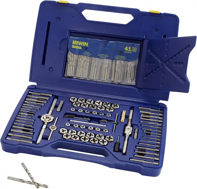 Dernier Modèle Irwin Tools 26377 Lot de 117 tarauds fractionnaires/métriques et matrices hexagonales avec jeu de forets